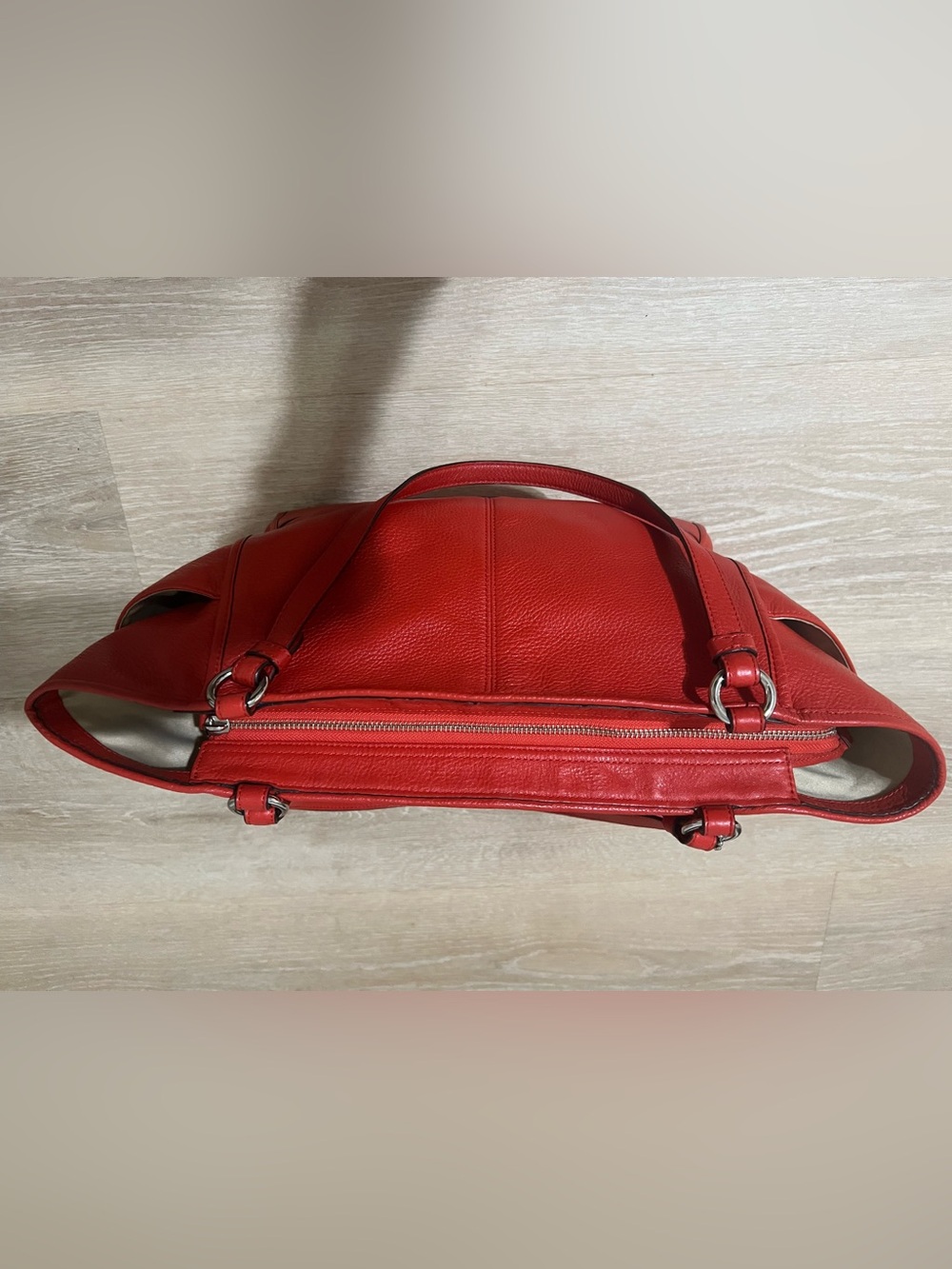 Coach Vibrant Red Pebbled Leather Shoulder Bag - Picture 2 of 8